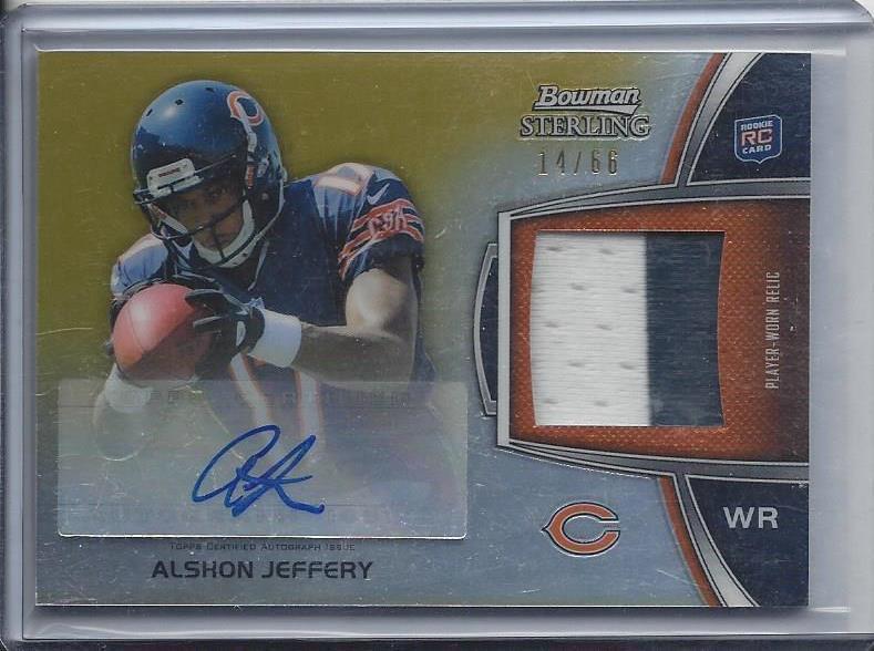 ALSHON JEFFERY 2012 BOWMAN STERLING RPA GOLD REFRACTOR 2 COLOR PATCH AUTO RC /66