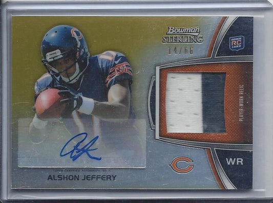 ALSHON JEFFERY 2012 BOWMAN STERLING RPA GOLD REFRACTOR 2 COLOR PATCH AUTO RC /66