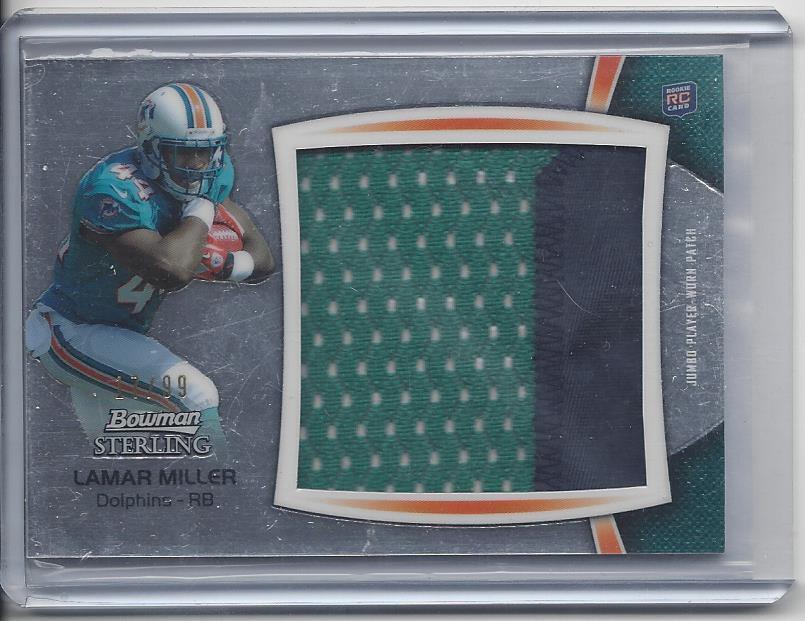 LAMAR MILLER 2012 BOWMAN STERLING JUMBO 2 COLOR PATCH BOX TOPPER RC #D 17/99