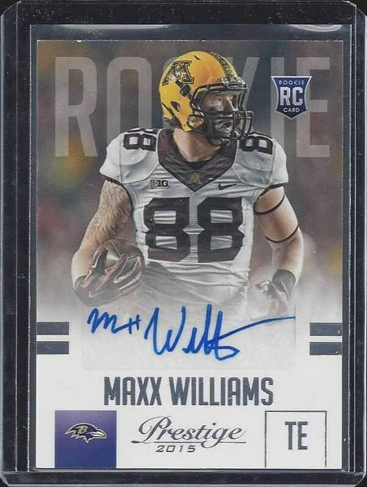 MAXX WILLIAMS 2015 PRESTIGE RAVENS MINNESOTA GOPHERS ROOKIE AUTO RC #268
