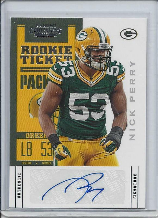NICK PERRY 2012 PANINI CONTENDERS PACKERS ROOKIE TICKET TRUE RC AUTO #173