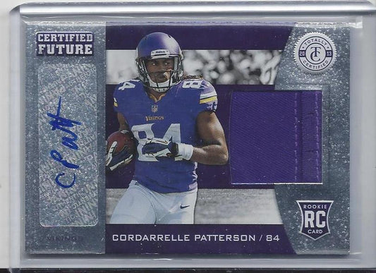 CORDARRELLE PATTERSON 2013 TOTALLY CERTIFIED FUTURE PATCH w/ STITCH AUTO RC /149