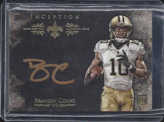 BRANDIN COOKS 2014 TOPPS INCEPTION GOLD SIGNINGS ON CARD ROOKIE AUTO RC #D 6/25