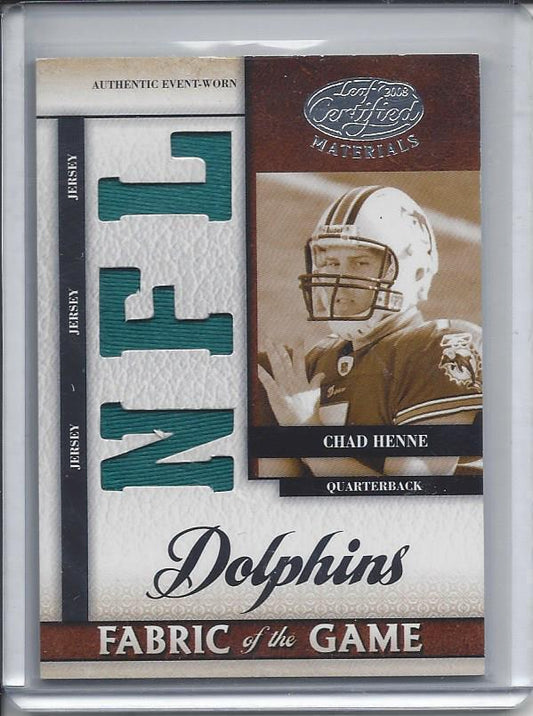CHAD HENNE 2008 LEAF CERTIFIED FABRIC OF THE GAME NFL TRIPLE JERSEY RC #D 17/25