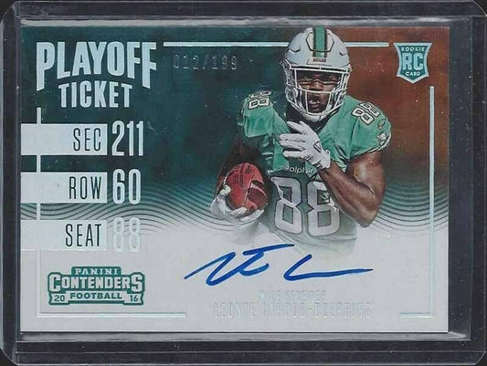 LEONTE CARROO 2016 CONTENDERS PLAYOFF TICKET VARIATION ON CARD AUTO RC #D 57/199