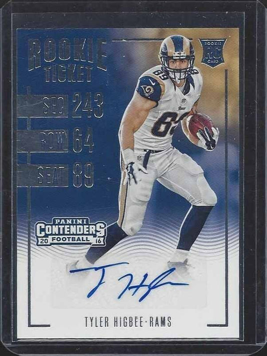 TYLER HIGBEE 2016 PANINI CONTENDERS ROOKIE TICKET RAMS AUTO RC #127