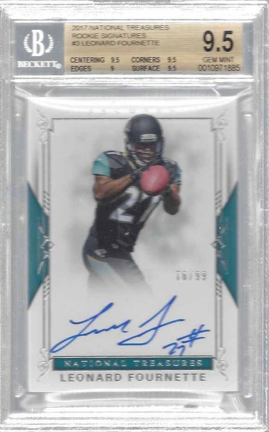 LEONARD FOURNETTE 2017 NATIONAL TREASURES AUTO RC #D 76/99 BGS 9.5 10 AU POP 3