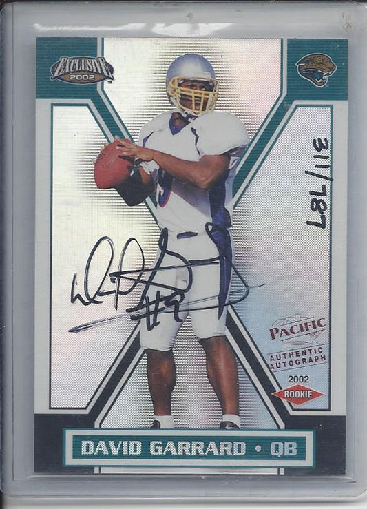 DAVID GARRARD 2002 PACIFIC EXCLUSIVE JAGUARS ON CARD AUTO RC #D 311/787