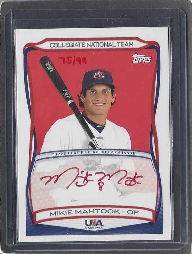 MIKIE MAHTOOK 2010 TOPPS USA COLLEGIATE NATIONAL TEAM RED INK AUTO #D 75/99