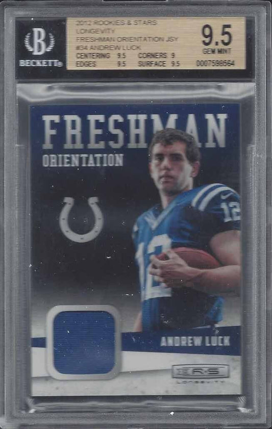 ANDREW LUCK 2012 ROOKIES STARS LONGEVITY FRESHMAN ORIENTATION JERSEY RC BGS 9.5