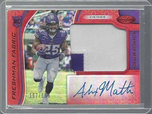 ALEXANDER MATTISON 2019 CERTIFIED FRESHMAN FABRIC RED PATCH AUTO RC #D 197/199