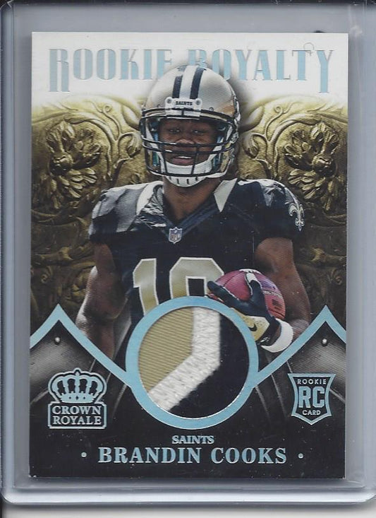 BRANDIN COOKS 2014 CROWN ROYALE ROOKIE ROYALTY 3 COLOR SAINTS PATCH RC #D 5/99