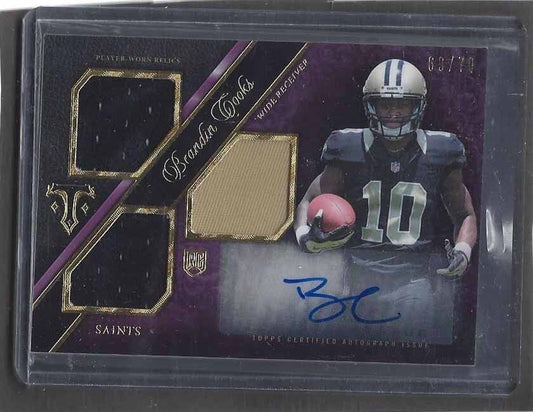 BRANDIN COOKS 2014 TOPPS TRIPLE THREADS PURPLE TRI ROOKIE PATCH AUTO RC #D 69/70