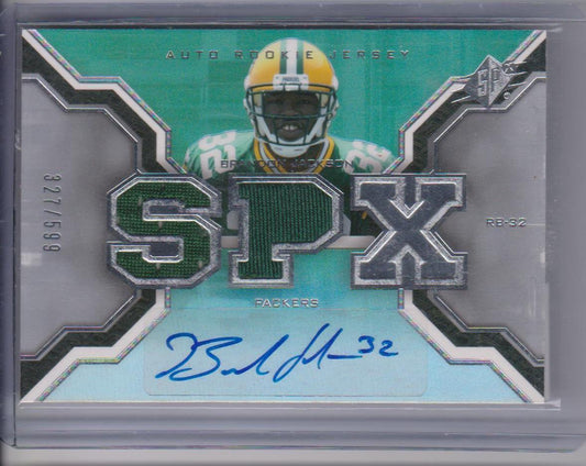 BRANDON JACKSON 2007 SPX PACKERS DUAL JERSEY AUTO RC #D 327/599