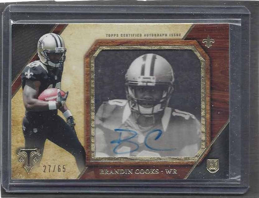 BRANDIN COOKS 2014 TOPPS TRIPLE THREADS TRANSPARENCIES ON CARD AUTO RC #D /65