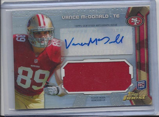 VANCE MCDONALD 2013 TOPPS FINEST REFRACTOR 49ERS JUMBO JERSEY AUTO RC