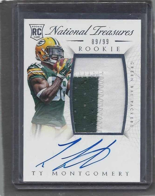 TY MONTGOMERY 2015 NATIONAL TREASURES RPA TRUE ROOKIE PATCH AUTO RC #D 89/99