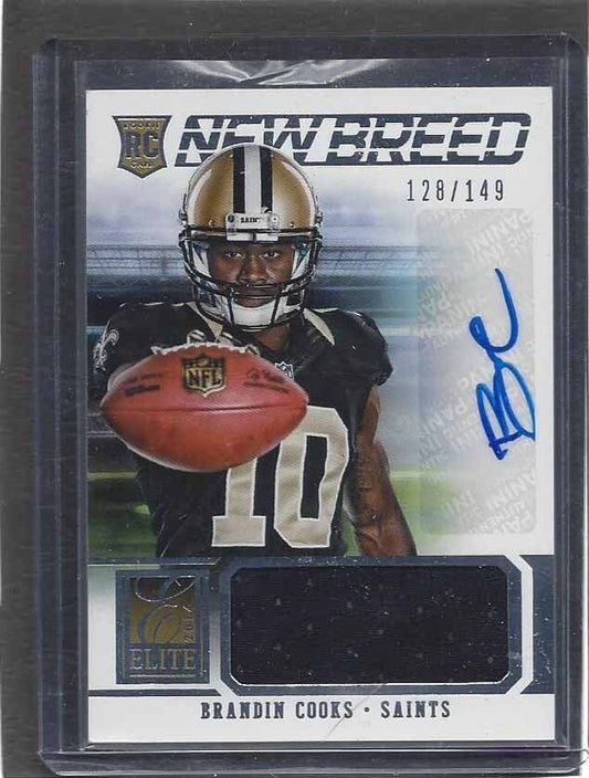 BRANDIN COOKS 2014 ELITE NEW BREED ROOKIE JERSEY AUTO RC #D 128/149