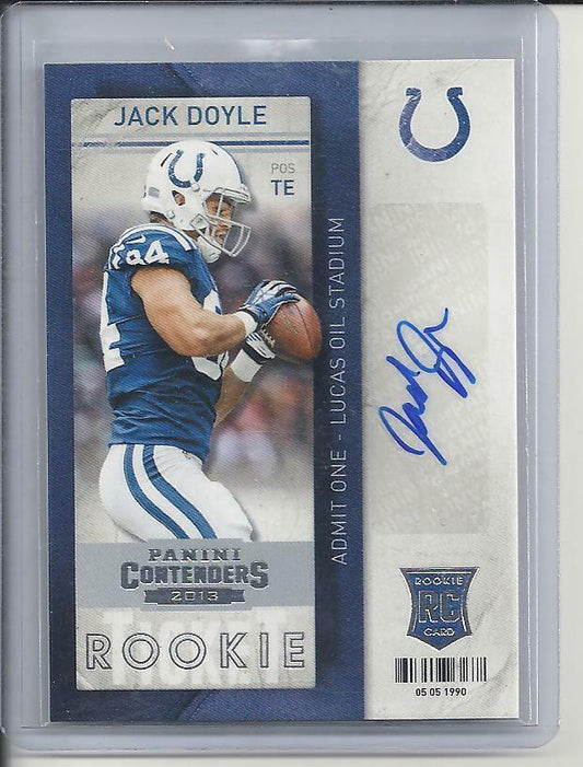 JACK DOYLE 2013 PANINI CONTENDERS ROOKIE TICKET COLTS TRUE RC AUTO #193