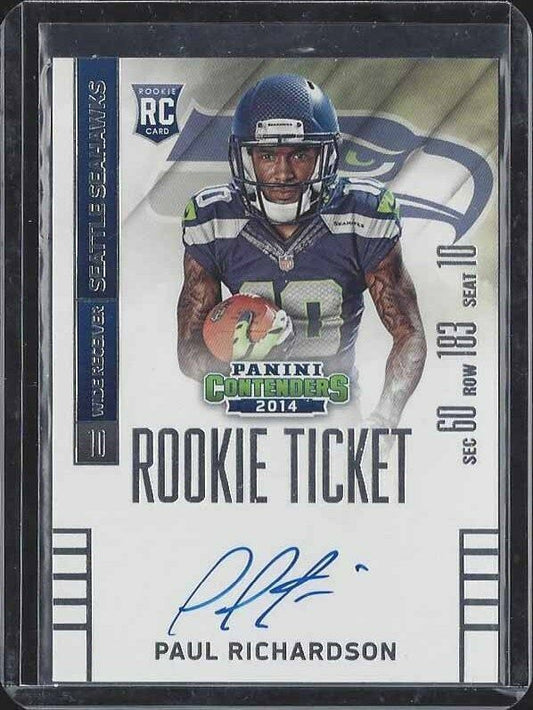 PAUL RICHARDSON 2014 PANINI CONTENDERS VARIATION ROOKIE TICKET SP AUTO RC #228