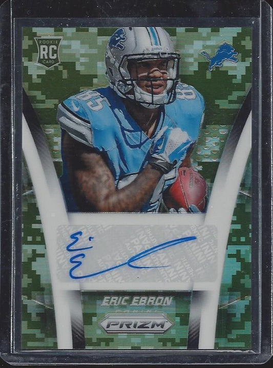 ERIC EBRON 2014 PANINI PRIZM CAMO REFRACTOR PRIZMS LIONS ROOKIE AUTO RC #D /150