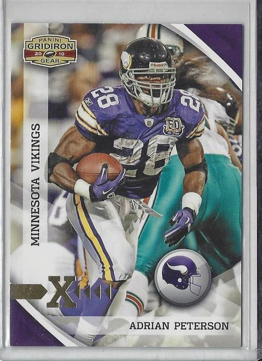 ADRIAN PETERSON 2010 GRIDIRON GEAR X GOLD PARALLEL #D 2/100