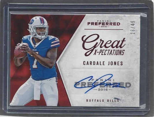 CARDALE JONES 2016 PREFERRED GREAT X-PECTATIONS RED ROOKIE AUTO RC #D 26/49