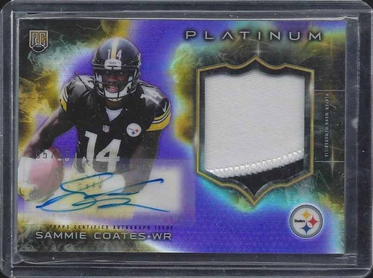 SAMMIE COATES 2015 TOPPS PLATINUM PURPLE REFRACTOR RPA 2 COLOR PATCH AUTO RC /10