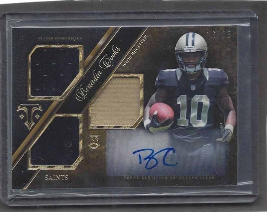 BRANDIN COOKS 2014 TOPPS TRIPLE THREADS GOLD TRI ROOKIE PATCH AUTO RC #D 16/25
