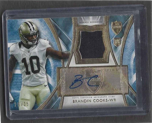 BRANDIN COOKS 2014 TOPPS SUPREME BLUE RPA ROOKIE PATCH AUTO RC #D 25/25
