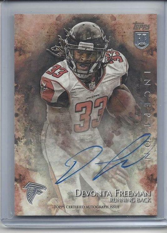 DEVONTA FREEMAN 2014 TOPPS INCEPTION FALCONS ON CARD AUTO RC #52