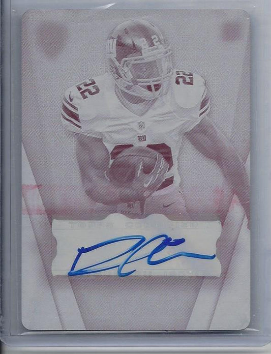DAVID WILSON 2012 TOPPS SUPREME GIANTS MAGENTA PRINTING PLATE AUTO RC #D 1/1