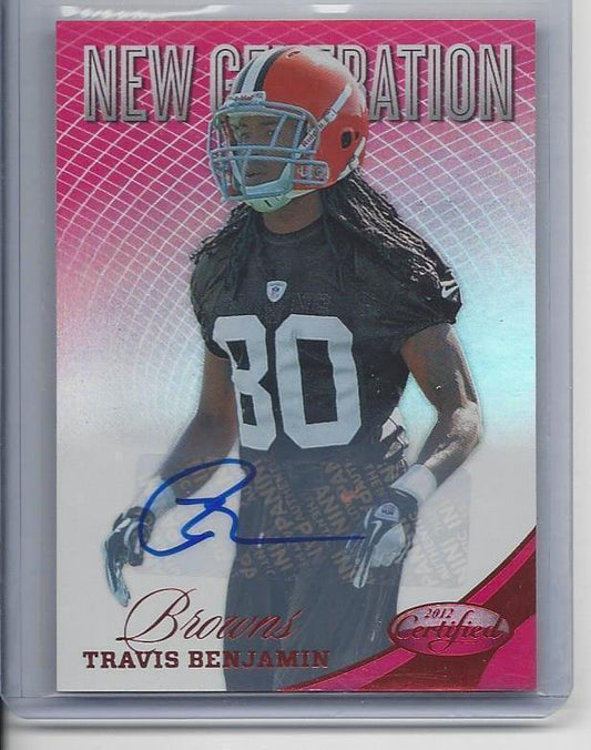TRAVIS BENJAMIN 2012 CERTIFIED NEW GENERATION RED BROWNS ROOKIE AUTO RC #D /350