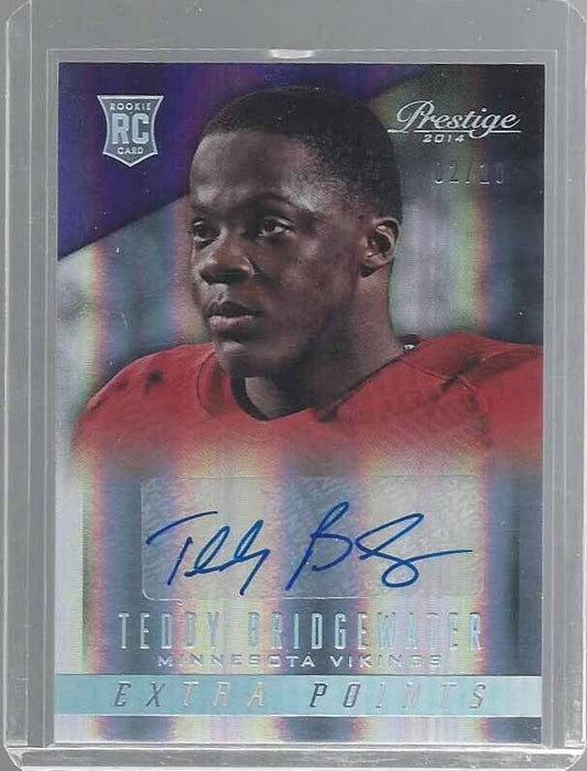 TEDDY BRIDGEWATER 2014 PRESTIGE EXTRA POINTS PLATINUM ROOKIE AUTO RC #D 2/10