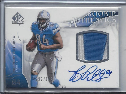 BRANDON PETTIGREW 2009 SP AUTHENTIC RPA 2 COLOR PATCH AUTO RC #D 292/999