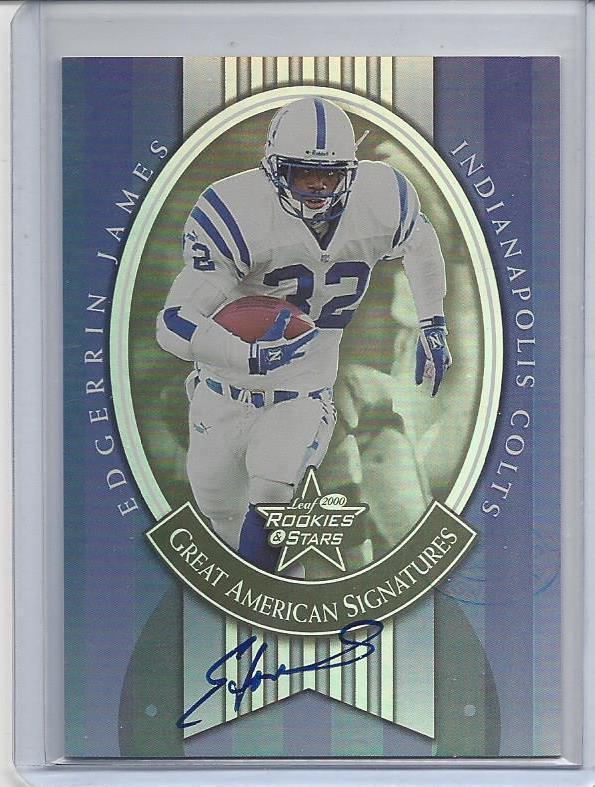 EDGERRIN JAMES 2000 ROOKIES & STARS GREAT AMERICAN SIGNATURES ON CARD AUTO /100
