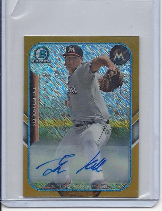 TYLER KOLEK 2015 BOWMAN CHROME PROSPECTS MINI GOLD WAVE REFRACTOR AUTO #D 29/50