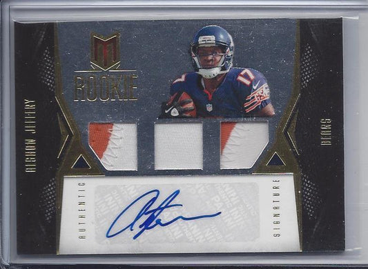 ALSHON JEFFERY 2012 MOMENTUM GOLD BEARS TRIPLE 2 COLOR PATCH AUTO RC #D 4/49