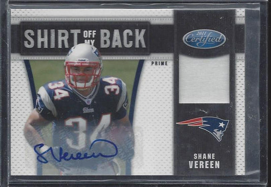 SHANE VEREEN 2011 CERTIFIED SHIRT OFF MY BACK 1 COLOR PATCH AUTO RC #D 1/5