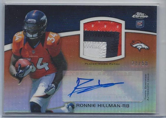 RONNIE HILLMAN 2012 TOPPS CHROME RPA REFRACTOR 3 COLOR PATCH AUTO RC #D 21/50