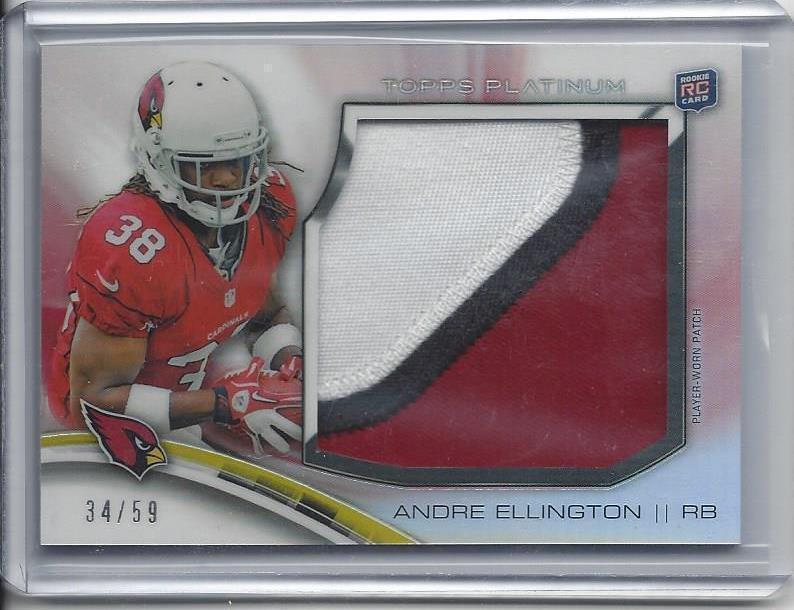ANDRE ELLINGTON 2013 TOPPS PLATINUM REFRACTOR JUMBO 3 COLOR PATCH RC #D 34/59