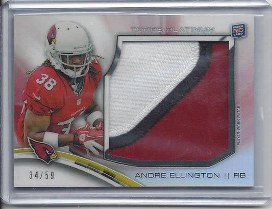 ANDRE ELLINGTON 2013 TOPPS PLATINUM REFRACTOR JUMBO 3 COLOR PATCH RC #D 34/59