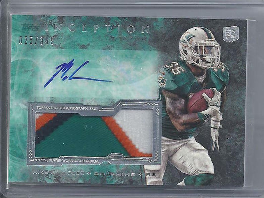 MIKE GILLISLEE 2013 TOPPS INCEPTION RPA 4 COLOR DOLPHINS PATCH AUTO RC #D /345