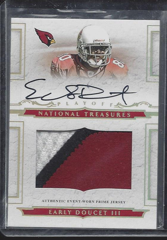 EARLY DOUCET 2008 NATIONAL TREASURES 3 COLOR JUMBO RPA GOLD PATCH AUTO RC #D /25