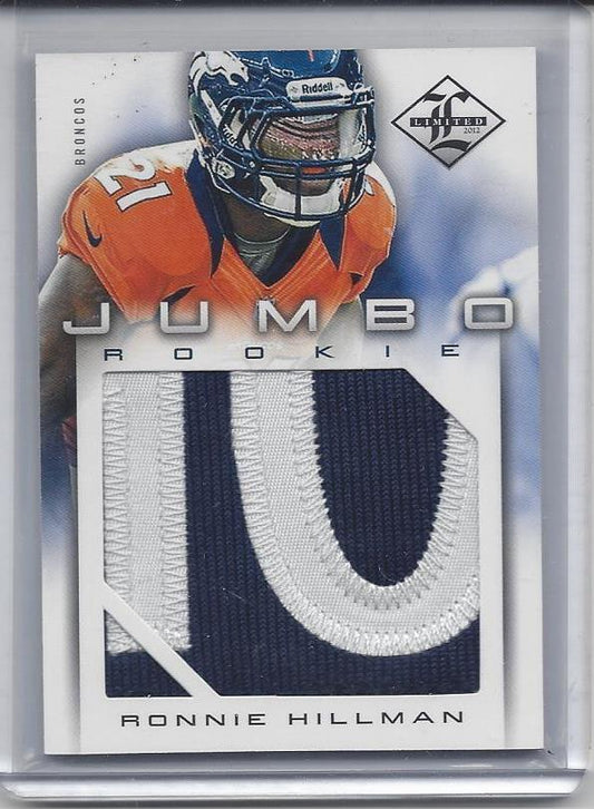 RONNIE HILLMAN 2012 LIMITED JUMBO NAMEPLATE PATCH RC #D 20/49