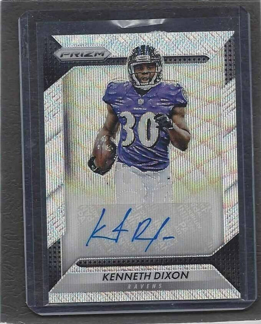 KENNETH DIXON 2016 PANINI PRIZM BLUE WAVE PRIZMS RAVENS AUTO RC #D 88/149