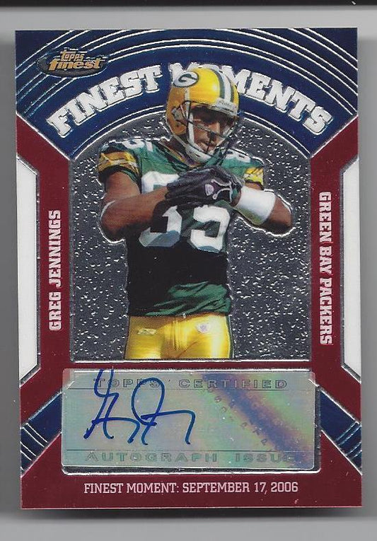GREG JENNINGS 2007 TOPPS FINEST MOMENTS SP RARE AUTO