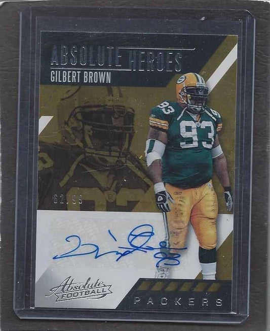 GIRLBERT BROWN 2017 PANINI ABSOLUTE HEROES PACKERS AUTO #D 61/99