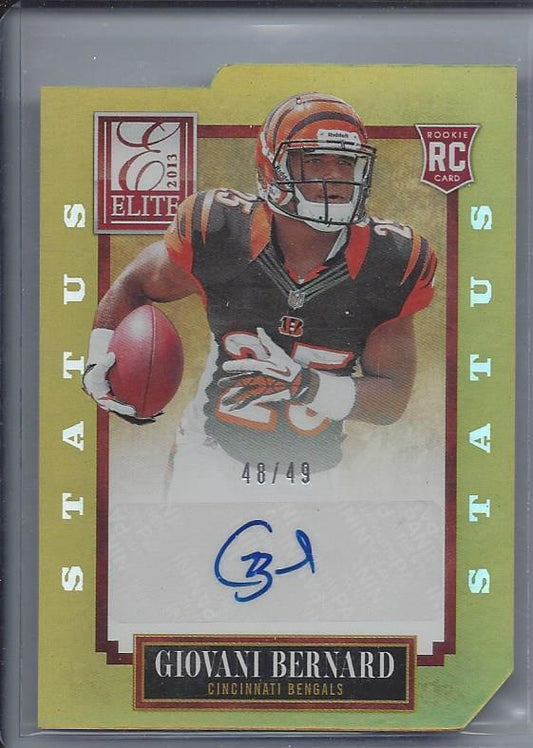 GIOVANI BERNARD 2013 ELITE STATUS GOLD DIE CUT BENGALS AUTO RC #D 48/49
