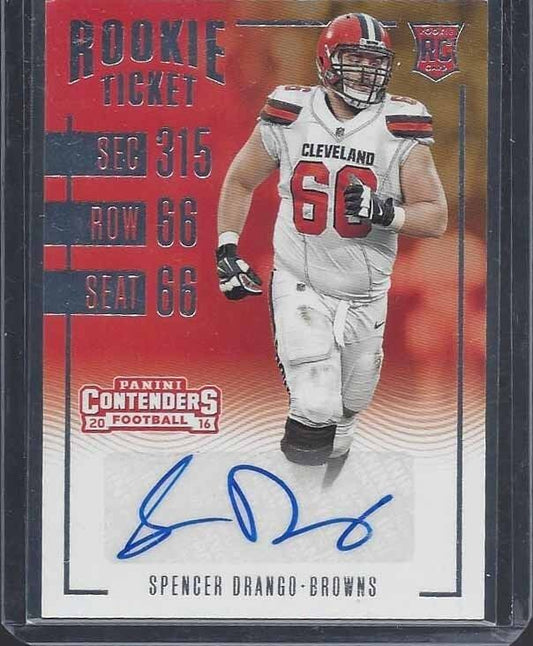 SPENCER DRANGO 2016 PANINI CONTENDERS BROWNS ROOKIE TICKET TRUE RC AUTO SP #213